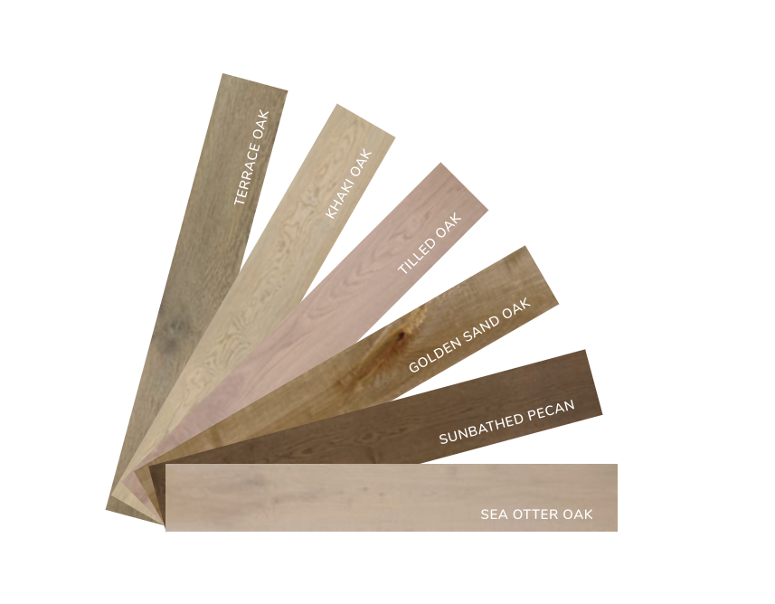 RevWood colors terrace oak, khaki oak, tilled oak, golden sand oak, sunbathed pecan, sea otter oak